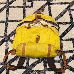 Will Leather Goods Yellow Backpack with Brown Straps
